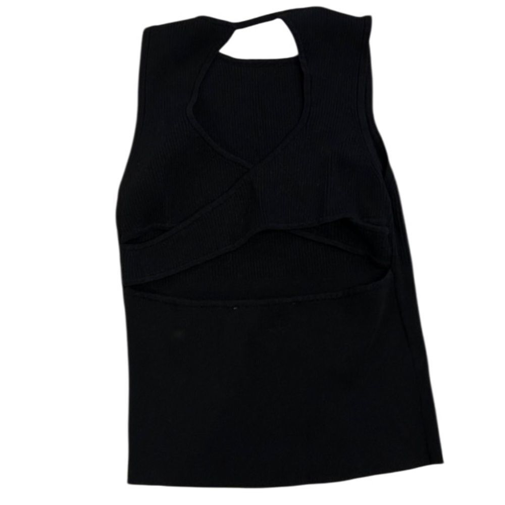 Zara Black Cutout Tank Top reversible, medium